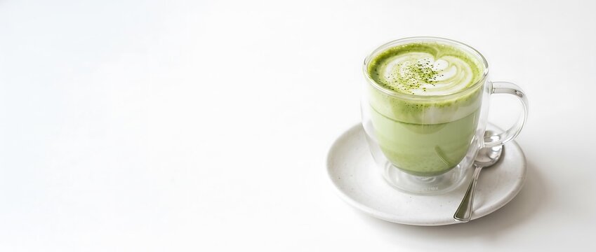 グラスに入った涼しげな抹茶ラテ