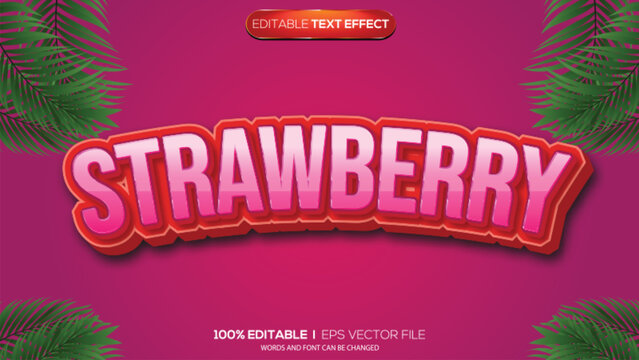 3d text effect strawberry theme