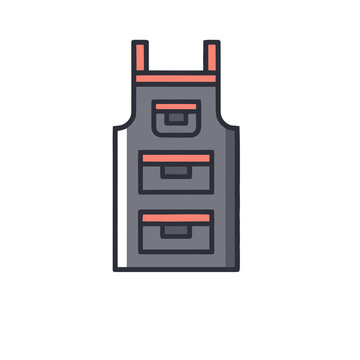 Icon of a bib apron with pockets isolated on transparent background