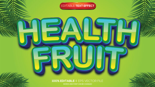 3d text effect healthy fruit theme