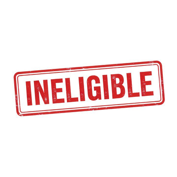 Red grunge ineligible rubber stamp isolated on clean transparent background.