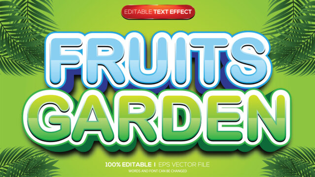 3d text effect fruits garden theme
