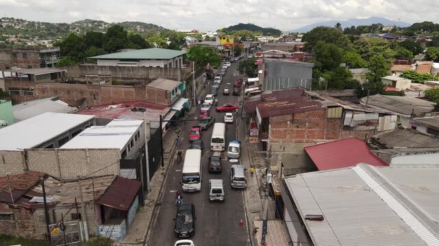 view of the traffic in San Salvador