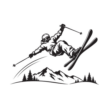 A skier performs a jump.