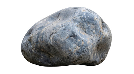 A single large grey stone with a textured surface isolated on a white background © Camila