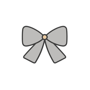Simple grey bow isolated on transparent background