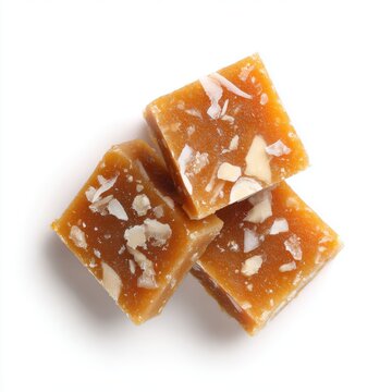 Awurudu dodol jaggery coconut milk sweet block isolated on a white background