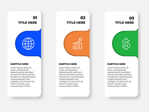 Modern 3 Options Vertical Business Infographic Banner Template Vector Design with Icons