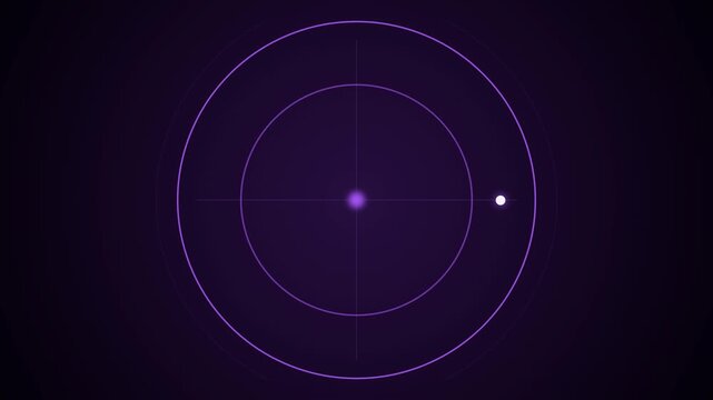 Abstract purple orbiting sphere with light flare and copy space