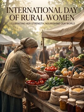 Woman selling fresh produce at an outdoor market during international day of rural women with farmers market small business food production rural life food securit