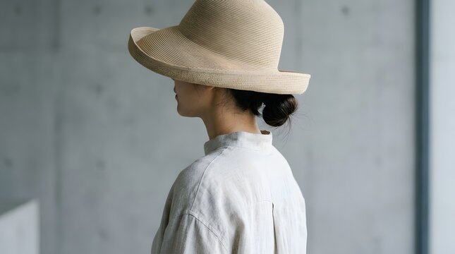 麦わら帽子をかぶり横を向く女性の暑さ対策