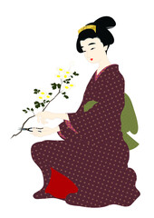 Fototapeta premium 花をいける女性