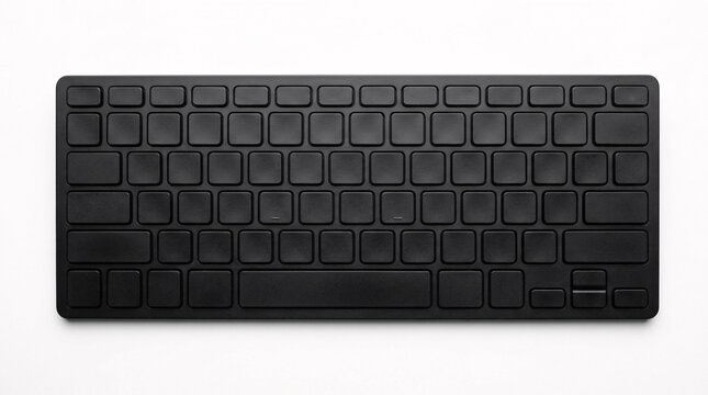 Sleek black computer keyboard isolated on white background