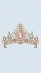 Obraz premium Elegant pastel princess tiara wallpaper with jeweled crown for mobile phone