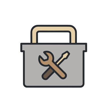 Toolbox with wrench and screwdriver icon