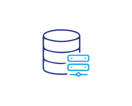 Database server icon with storage settings controls server room database