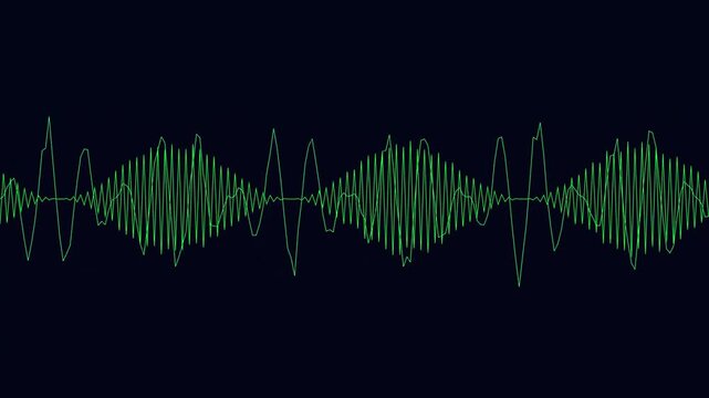 High frequency digital audio soundwave graphic line on black background