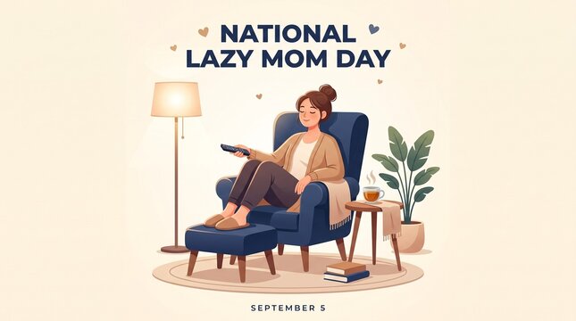 Relaxed mom enjoying lazy day at home