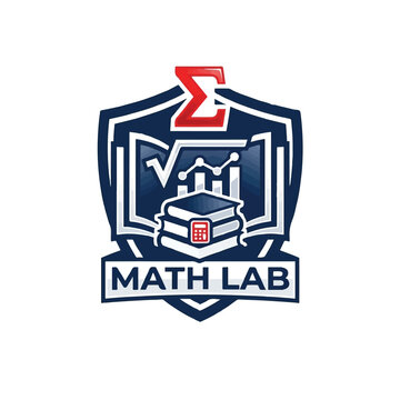 Academic math lab logo crest vector illustration for educational club or tutoring center identity isolated on white background