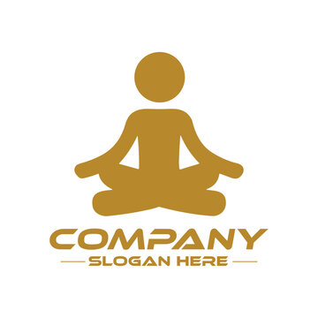 Golden yoga meditation icon design