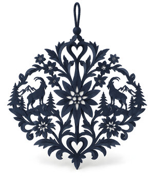 Swiss Scherenschnitt Alpine Floral Hanging Papercut Ornament