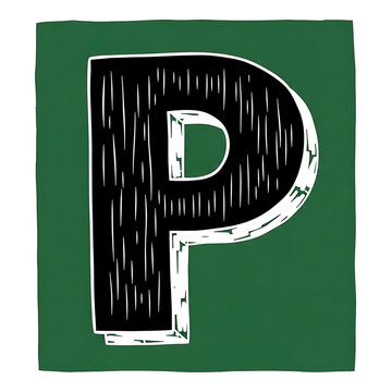 Large black letter P symbol.