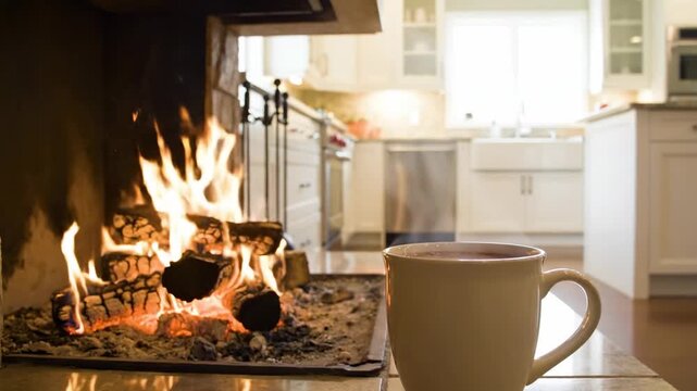 Cozy Winter Evening by the Home Fireplace with a Warm Drink ALIR2026-76