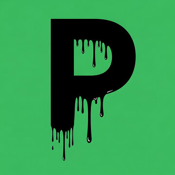 Large black dripping paint letter P.