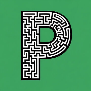 Large letter P maze puzzle.