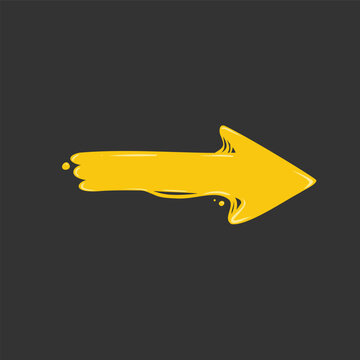 Liquid yellow melting arrow illustration for call to action design vector element
