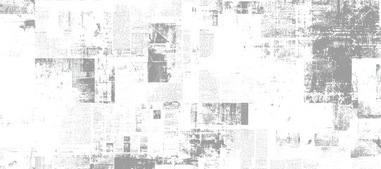 Fototapeta premium Distressed grey and white collage with newspaper text style abstract
