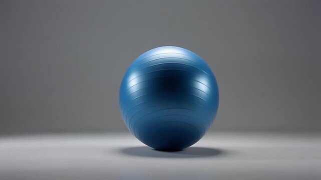 Exercise ball rolling across a studio