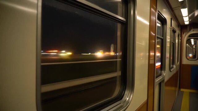 Lights passing a sleeper train window