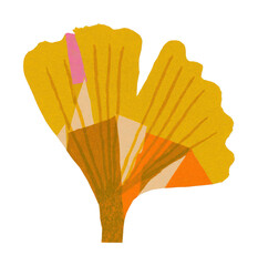 Obraz premium PNG Abstract ginkgo leaf illustration with vibrant colors.