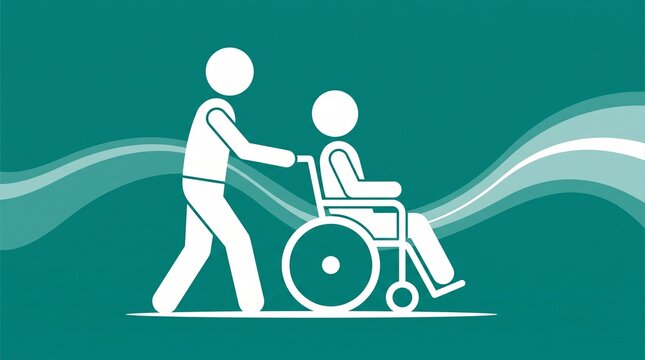 Person helping wheelchair user walk outdoors