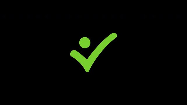 A high quality 4K motion graphic of a green circular checkmark appearing to indicate successful verification or task completion