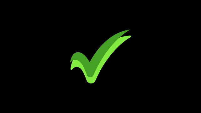 A high quality 4K motion graphic of a green circular verification checkmark appearing on a transparent background for digital UI design