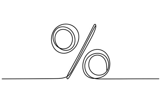Continuous single line drawing of a percent sign symbol Vector, illustration
