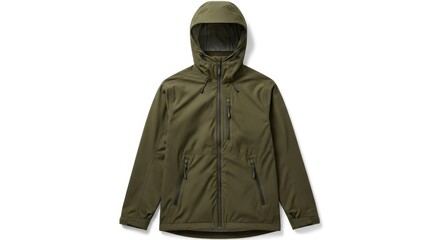 Fototapeta premium Man wearing futuristic green helmet and jacket