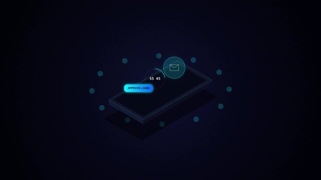 Isometric Smartphone Mobile App Security Two Factor Authentication Motion