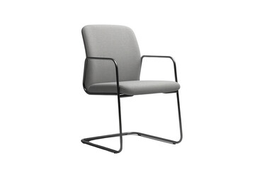 Obraz premium Gray cantilever visitor chair object isolated on transparent background