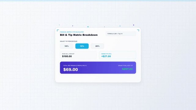Digital Bill and Tip Calculator Interface