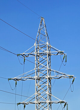 Steel high-voltage electricity pylon