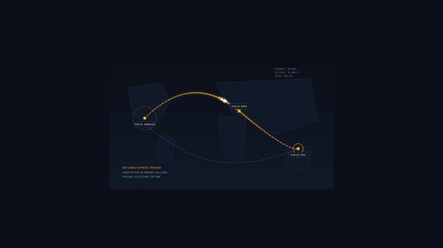 Air Traffic Control Flight Path Map Animation Showing Two Planes Moving Between Navigational Points