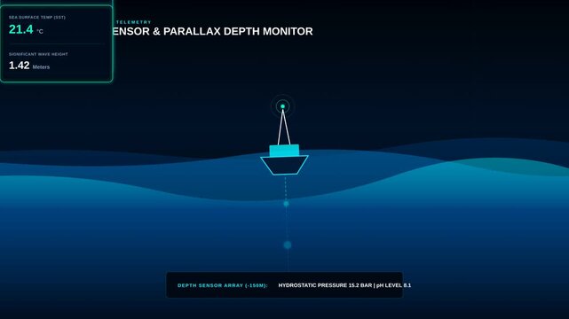 Digital Oceanographic Monitoring Interface Showing Sensor Telemetry and Parallax Depth Data