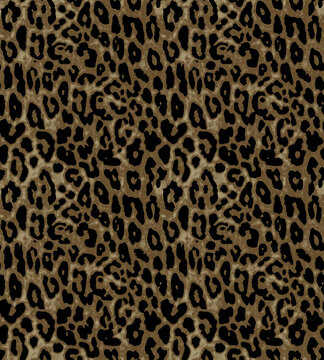 Dark Leopard Print Seamless Pattern Golden Brown Wild Animal Fur Graphics Background