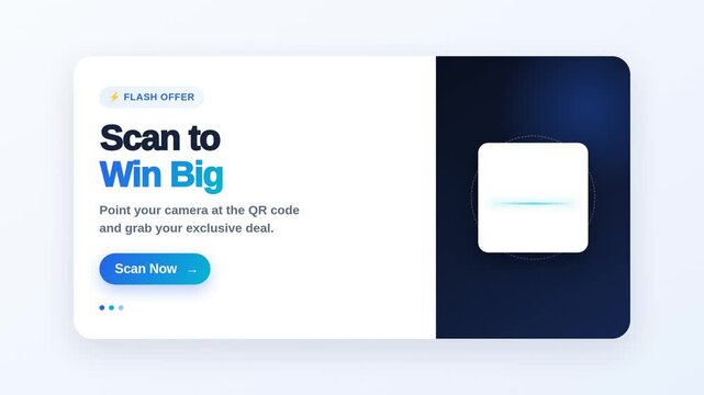 Scan to win big promotional banner animation featuring sleek glowing user interface elements and dynamic mobile interaction motion graphic footage