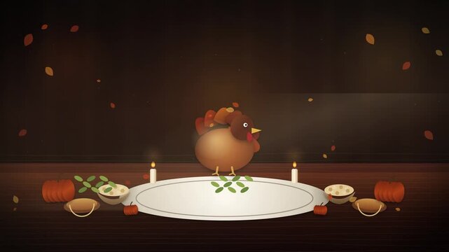 Thanksgiving Holiday Background with Warm Autumn Colors and Seasonal Decorations