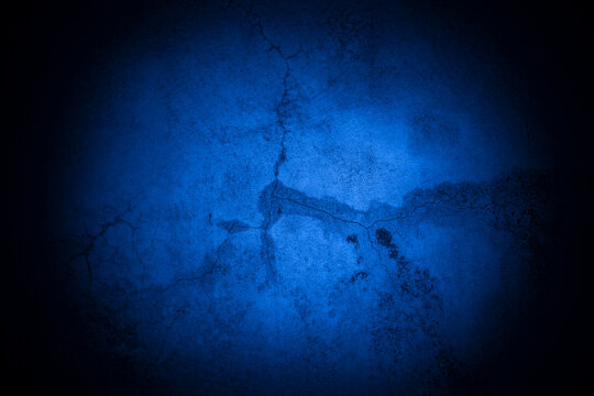 Old wall pattern texture cement blue dark abstract  blue color design are light with black gradient background.