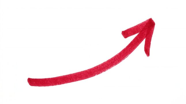 A single red drawn arrow isolated on white.